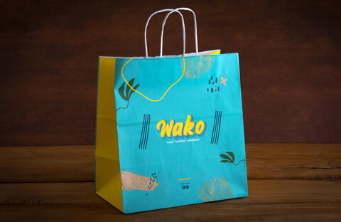 Borsa in carta kraft bianca personalizzata con manico ritorto